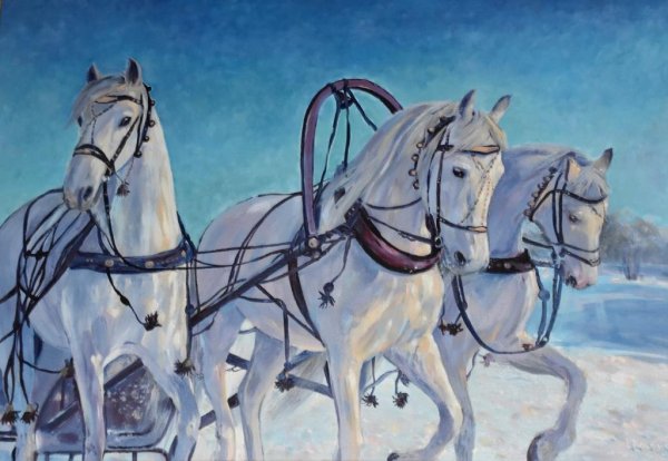 Тройка белых лошадей