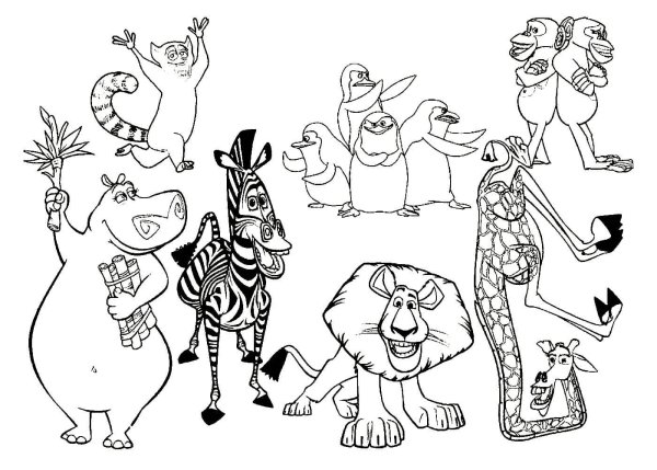 Мадагаскар раскраска для детей