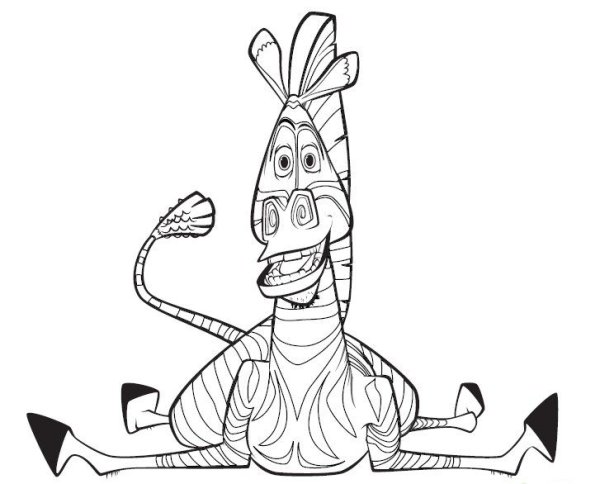 Зебра из Мадагаскара раскраска