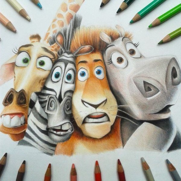 Мультяшные животные маркерами