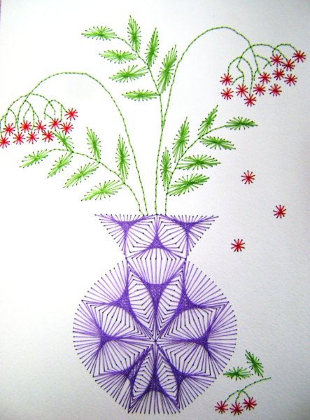 Ежик ниткография