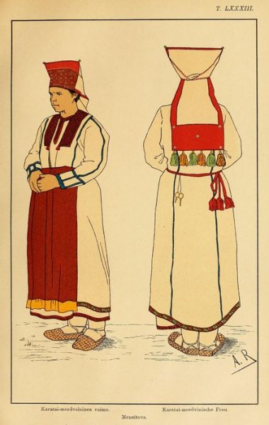 Мордовский национальный костюм раскраска