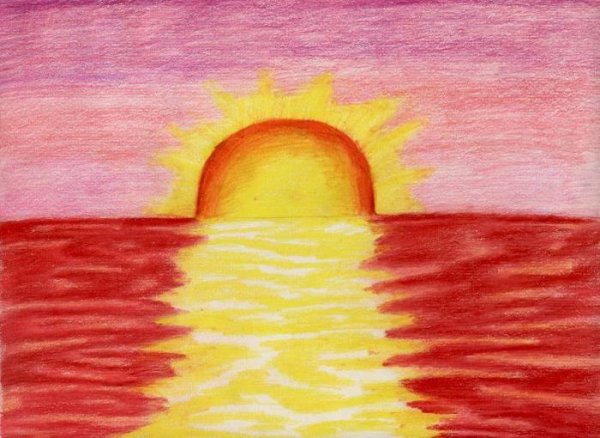 Рисование заката для детей