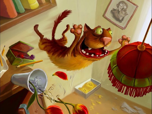 Смешной кот рисунок