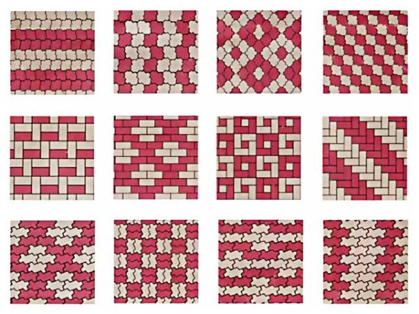 Схемы укладки брусчатки кирпичик двух цветов