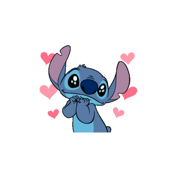 Стич с сердечками над головой