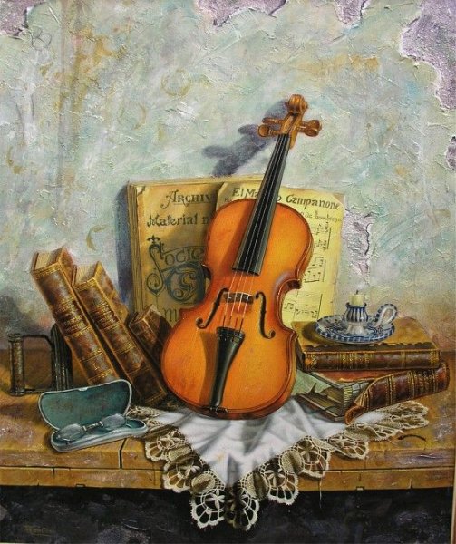 Музыкальный натюрморт карандашом