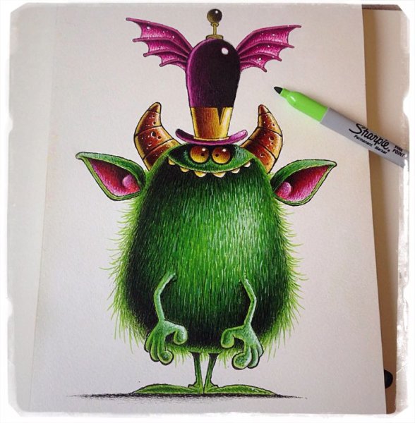 Причудливый монстрик рисунок