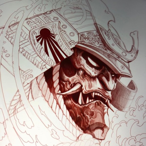 Тату маски самураев Ронина