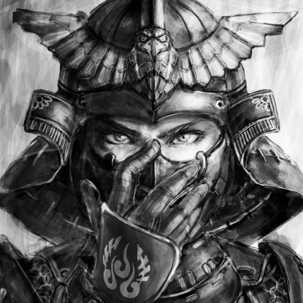 Маска самурая без фона