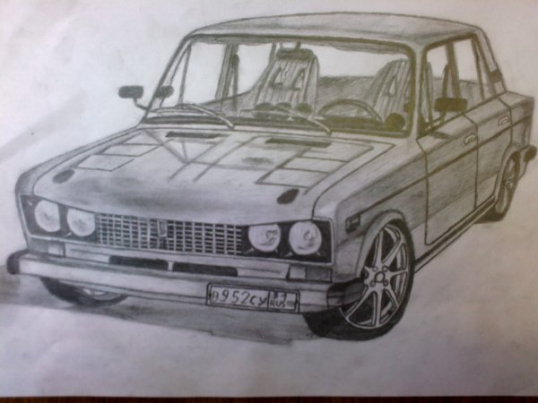 ВАЗ 2106 спереди карандашом