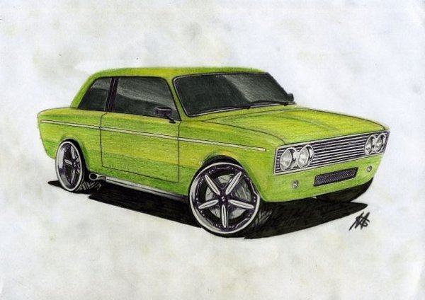 ВАЗ[ 2107 рисунок тюнингованный