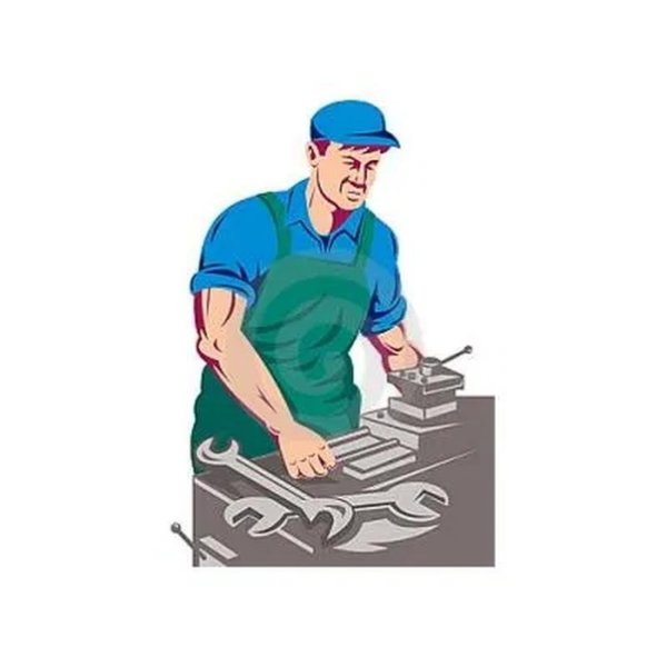 Токарь на белом фоне