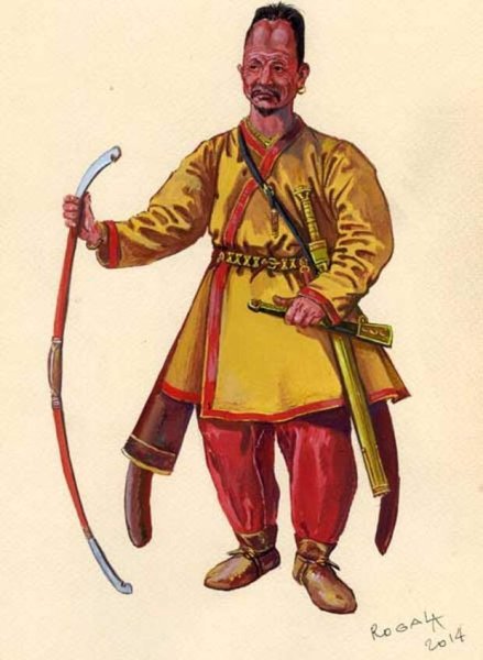 Монгольский воин раскраска