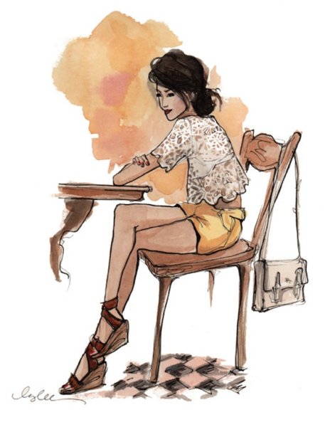 Нарисовать сидящую девушку