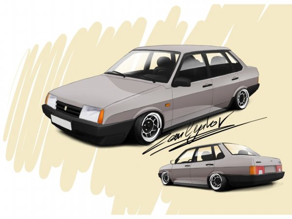 ВАЗ 21099 рисунок с боку