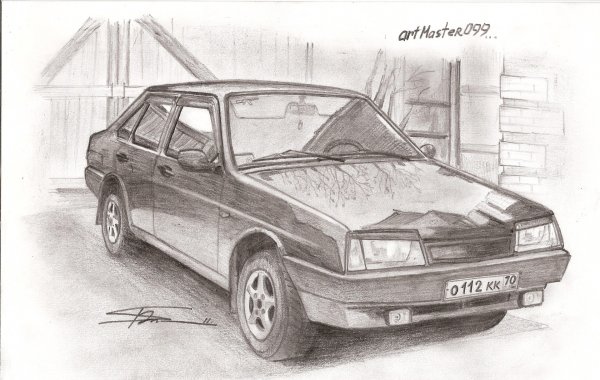 ВАЗ 21099 рисунок спереди карандашом