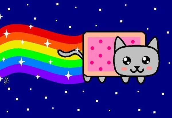 Мультяшный кот Радуга