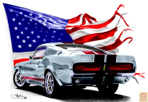 Карикатура на Форд Мустанг