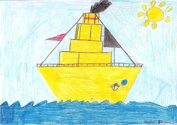 Теплоход детский рисунок