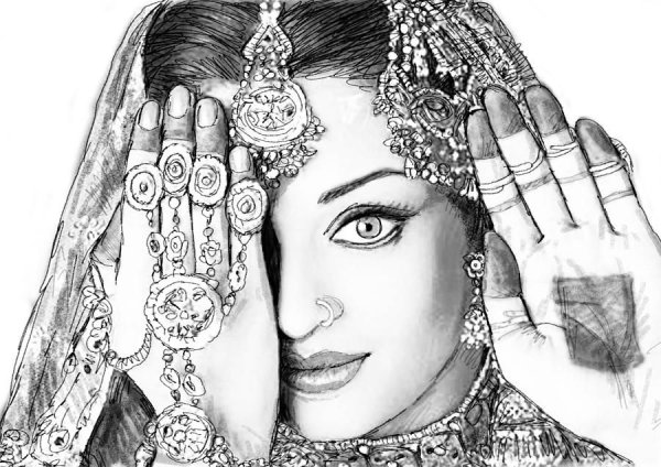 Радха Кришна черно белый