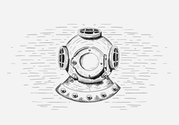 Водолазный шлем вектор