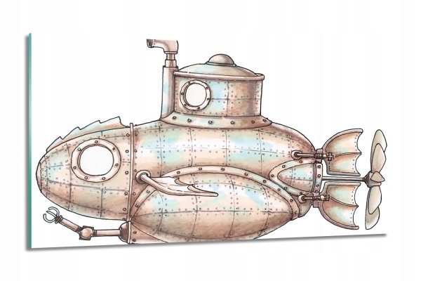 Подводная лодка в мультяшном стиле