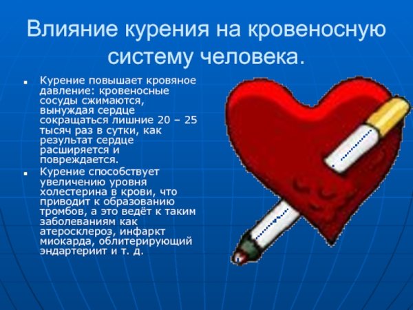 Влияние сигарет на сердечно сосудистую систему