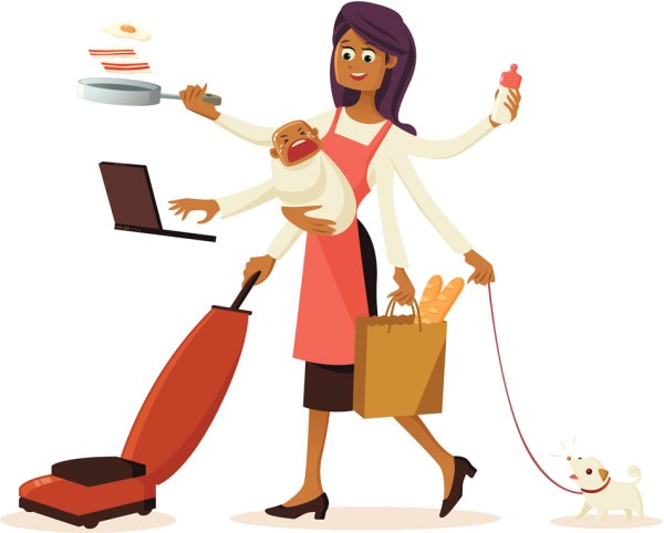 Хозяйка на кухне нарисованная