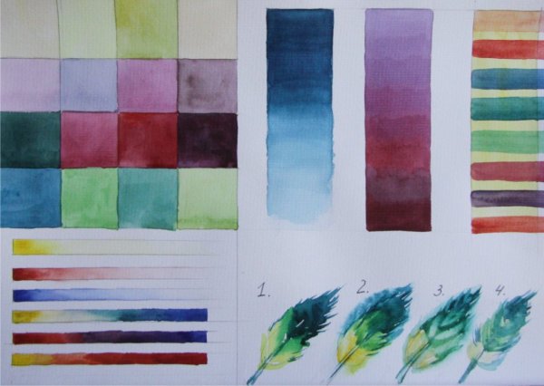 Растяжка цвета акварелью