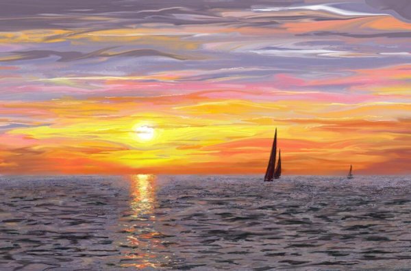 Морской пейзаж с линией горизонта