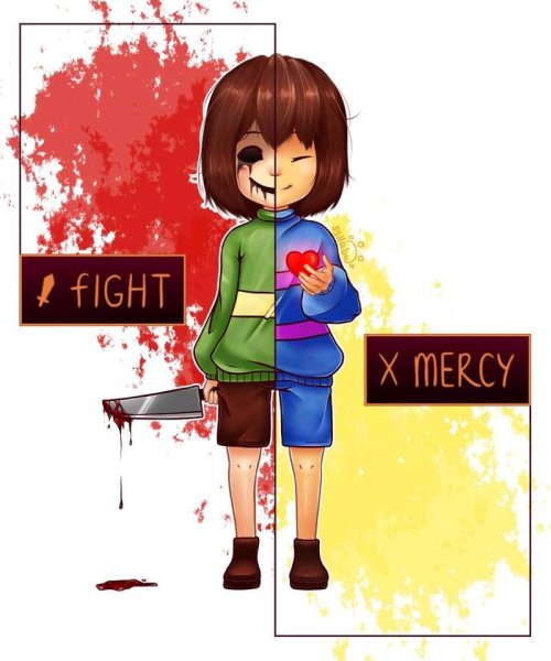 Андертейл Чара на половину Фриск