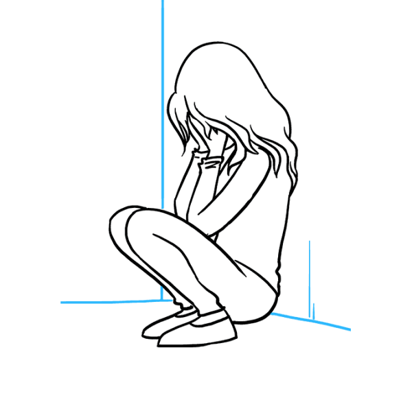 Девушка сидя рисунок