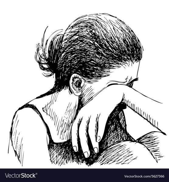 Девушка держится за голову рисунок