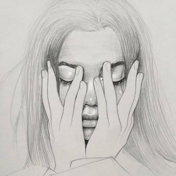 Девушка с закрытым лицом нарисовать