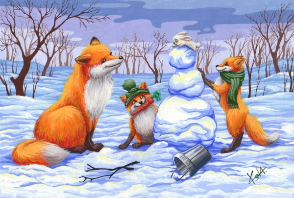 Снеговик и лиса