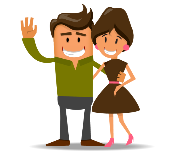 Семейная пара на белом фоне