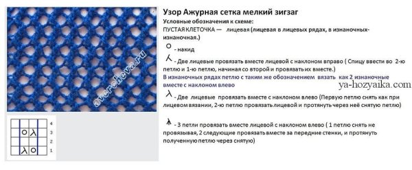 Ажур сетка спицами схема вязания