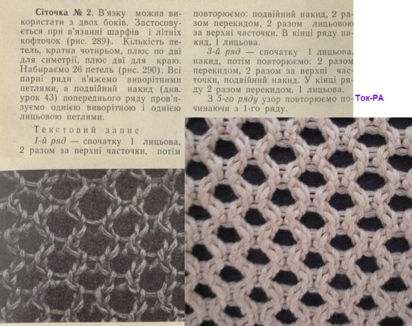 Ажурная вязка сетка спицами схемы