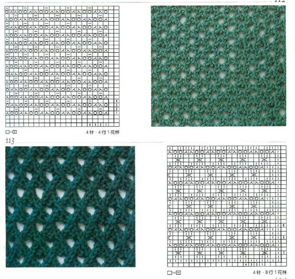 Ажурный узор сеточка спицами