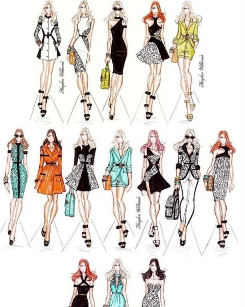 Наброски одежды модельеров