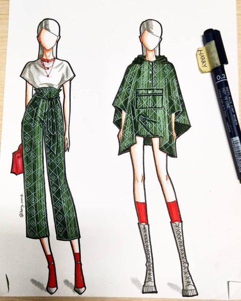 Эскизы одежды дизайнеров