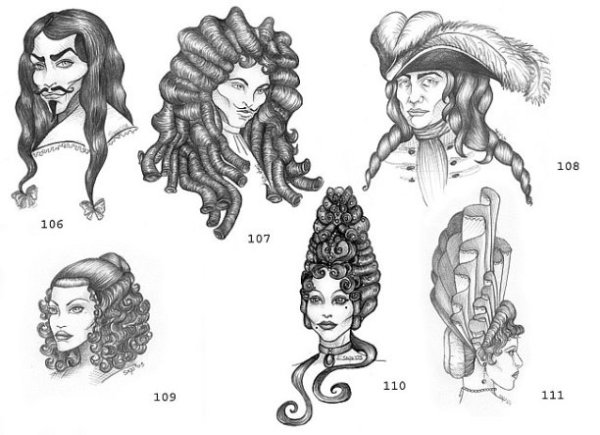 Барокко прически карандашом