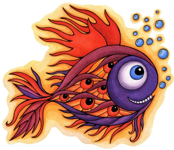 Иллюстрации рыб с глазами