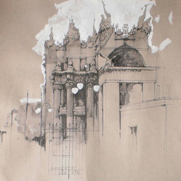 Архитектурная отмывка гризайль