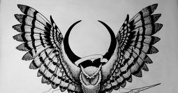 Сова с расправленными крыльями тату