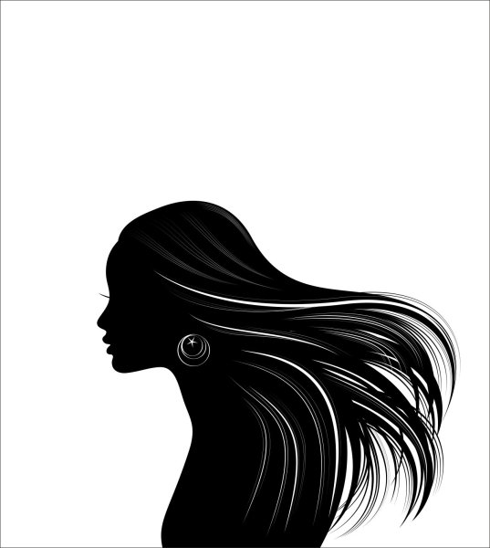 Силуэт женщины с длинными волосами