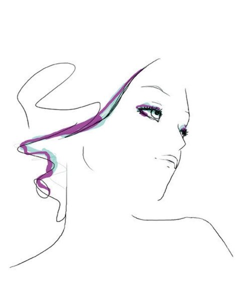 Силуэт лица девушки линиями