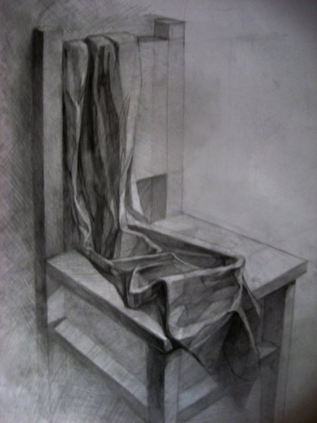 Линейно-конструктивный рисунок табурета