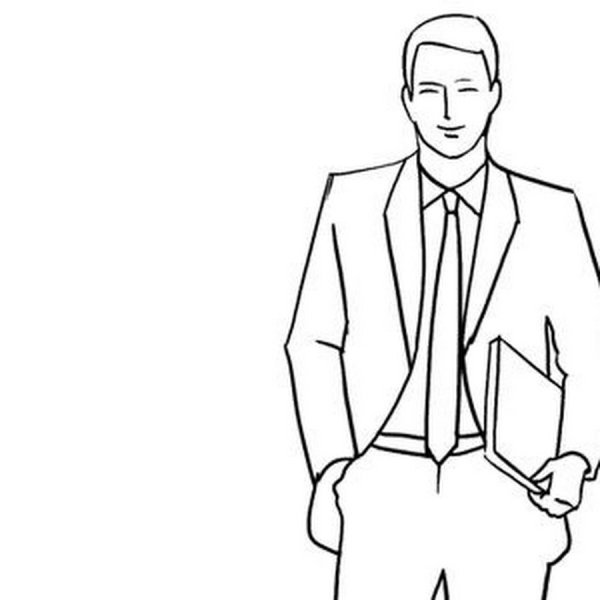 Мужчина в костюме контур